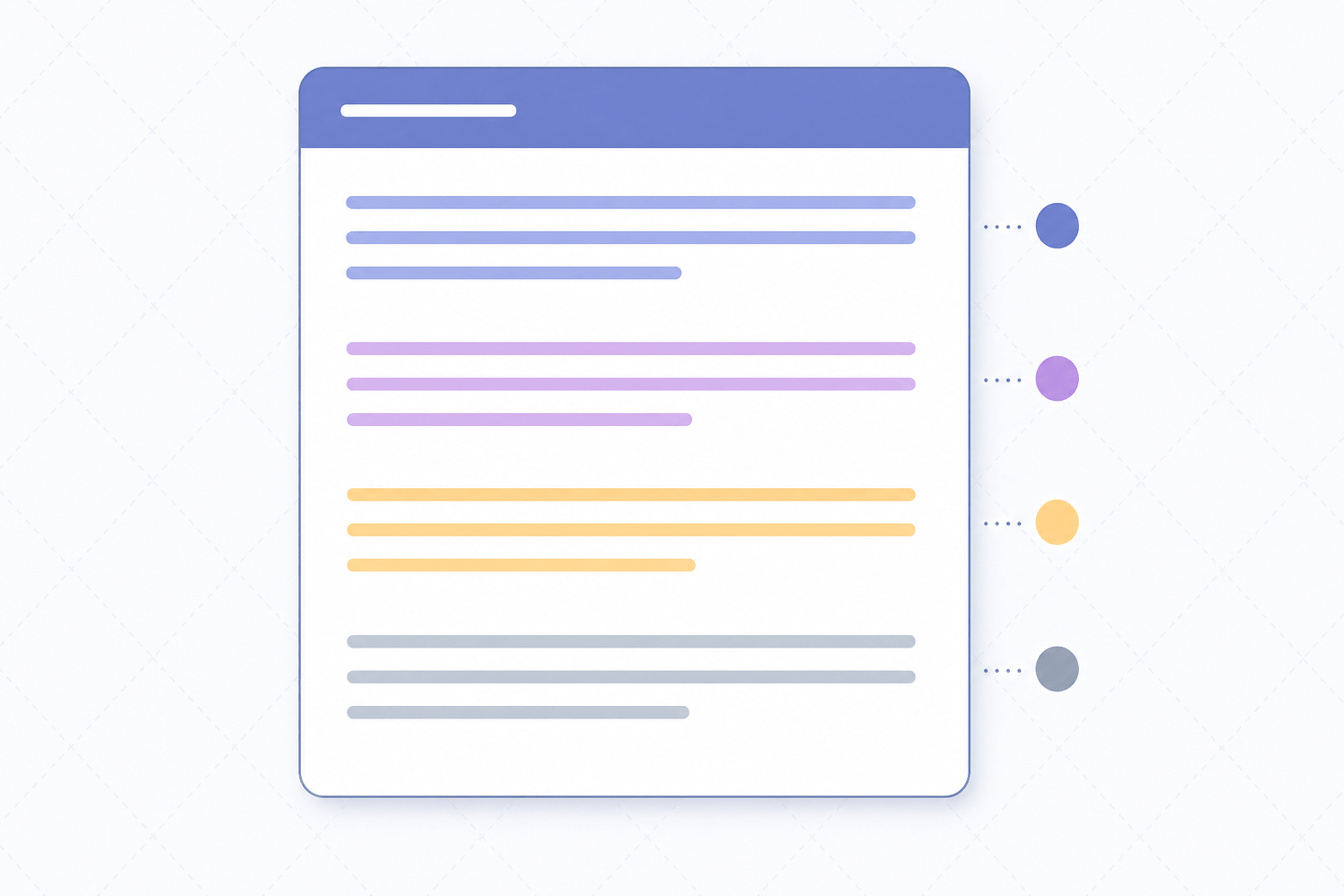A clean template diagram of the four-paragraph parent-update email: subject line at the top, then four short paragraph blocks tinted in different soft accents representing the strengths-paragraph, the working-on paragraph, the parent-action paragraph, and the close